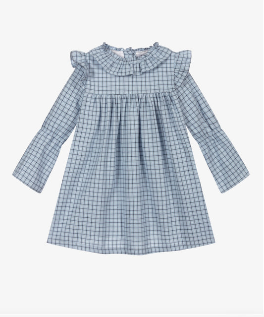 Girls Blue Checkered Dress