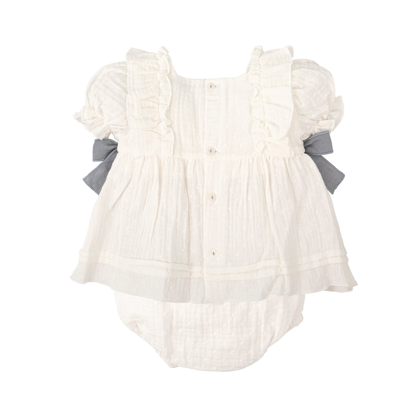Gray Cotton Woven Set - Girls