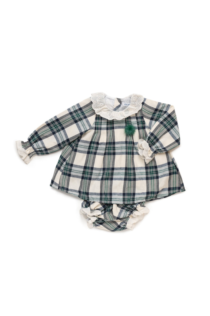 Green plaid romper