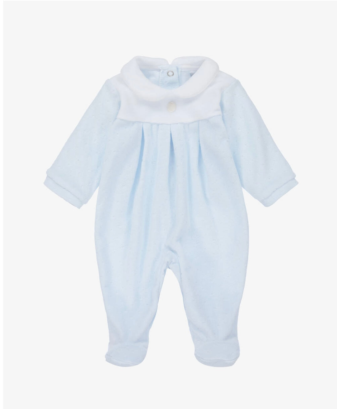 Blue Velour Baby Grow