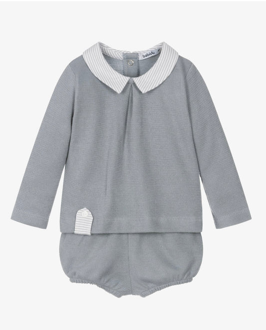 Boy Grey Cotton Short Set